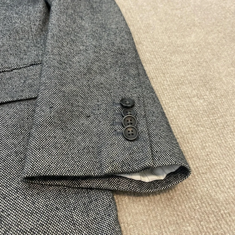 Banana‎ Republic Blazer Mens 44 Gray Check Tailored Slim Fit Sport Coat Jacket